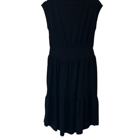 NEW Mododoc Women's XS Cap Sleeve T-Shirt Midi Casual Layer Festival Black Dress - Picture 2 of 4